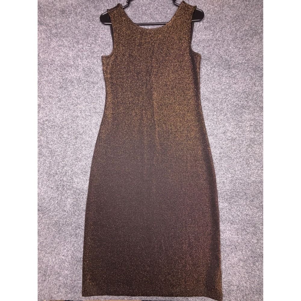 Gap Womens Metallic Bronze Black Deep Scoop Back Sleeveless Sheath Dress Small